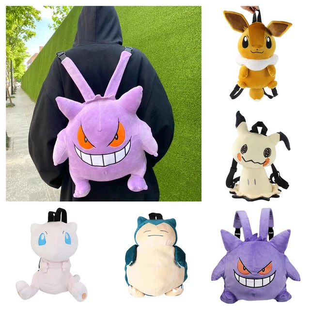 Cute Pokemon Backpack Gengar Eevee Mew Plush Bag Snorlax Mimikyu ...