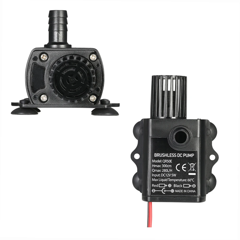 Ultra-quiet Mini Brushless Water Pump 12V 5W Waterproof Anti-vibration Submersible Fountain Aquarium Circulating