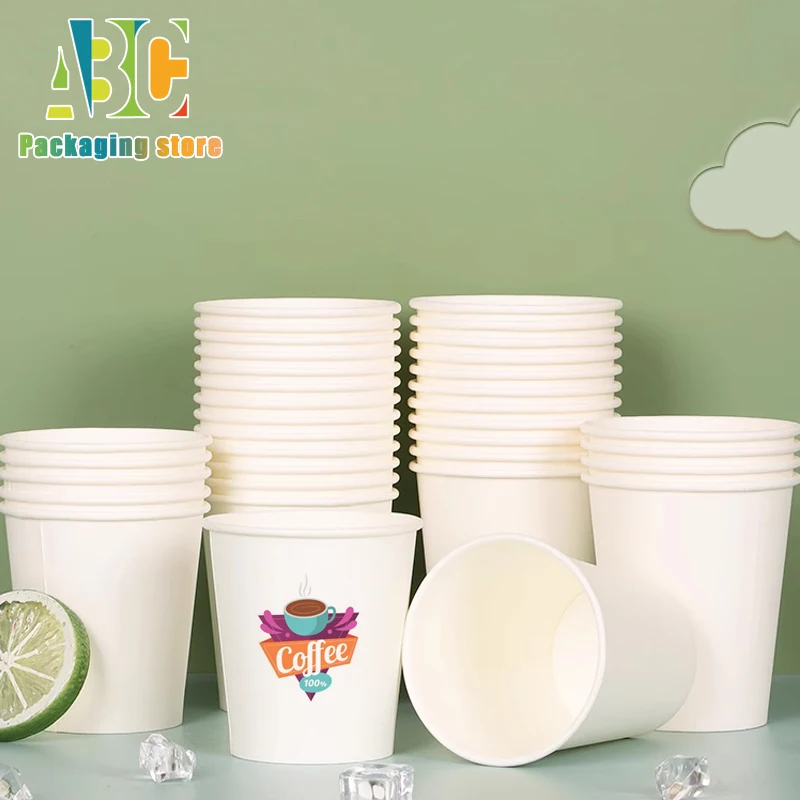 

Customized White Paper Cup Logo, Can Be Used Cold or Hot, Coffee, Tea, Hot Drink, Cola Juice, Cold Drink