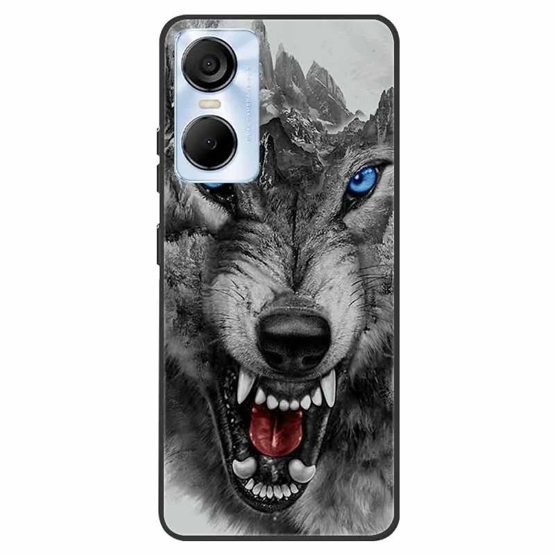 Animal Silicone TPU Soft Phone Case - Protective Wolf & Cat Design