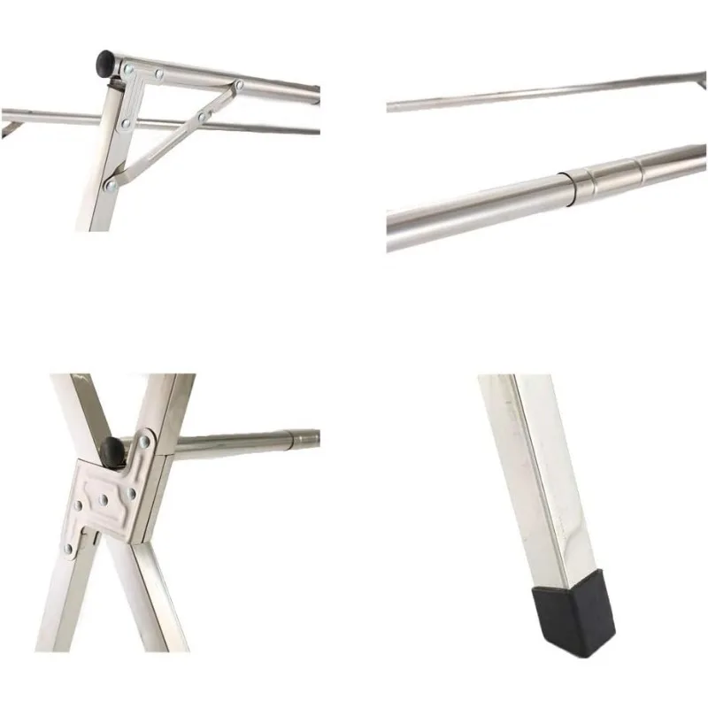 Clothes Drying Rack for Laundry Foldable Free of Installation Adjustable Stainless Steel Garment Rack 5