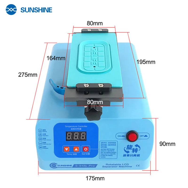 SUNSHINE S-918L Pro 7inch Rotate Hot Plate Separator Machine Strong Suction For iPhone Samsung LCD Display Repair Tool