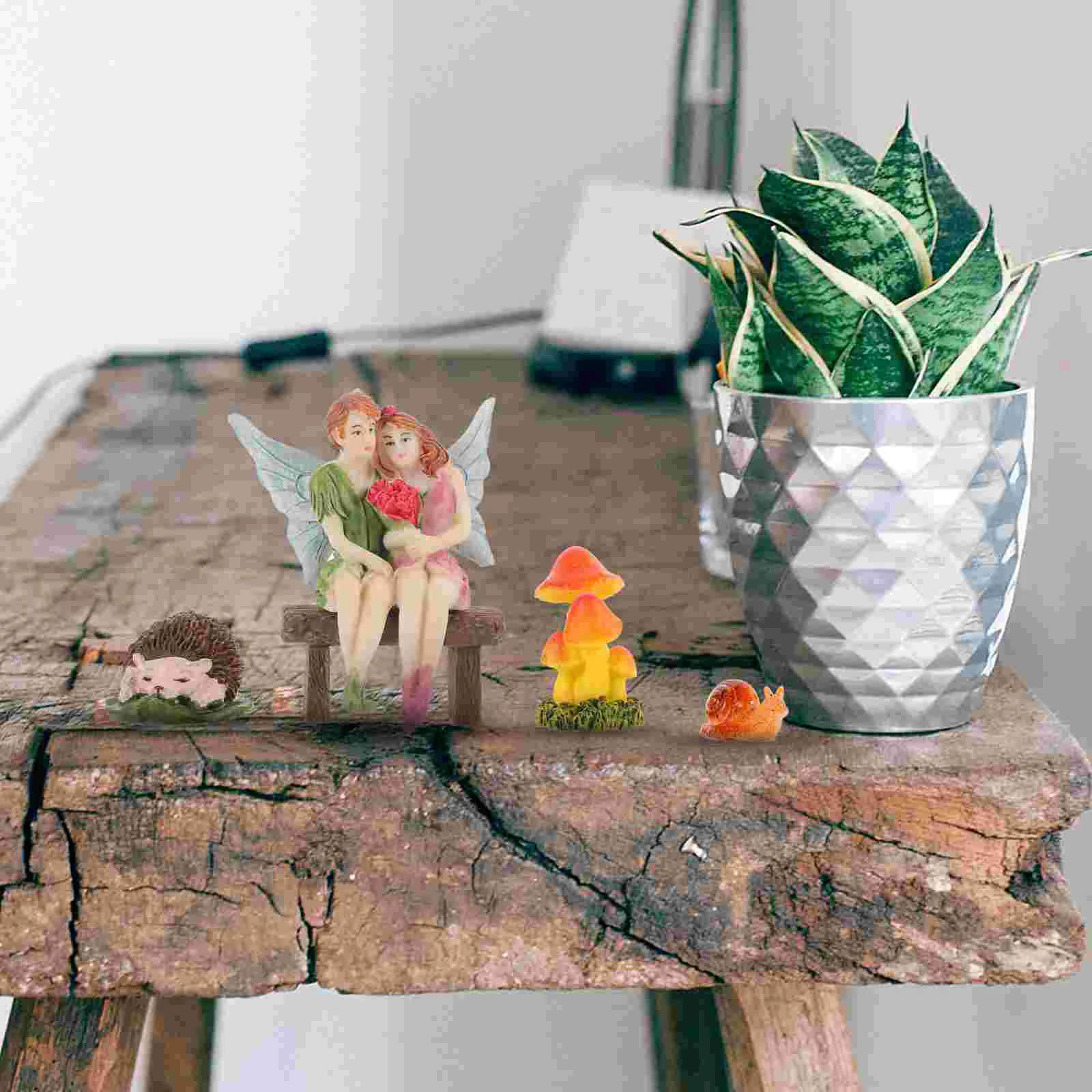 

Flower Fairy Ornament Ornaments Mushroom Bathroom Decorations Adorable Statue Resin Yard Figures Lovers Mushrooms