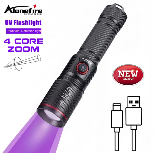 V2 365nm UV Black Light Flashlight - Rechargeable Pet Urine Detector & Scorpion Finder
