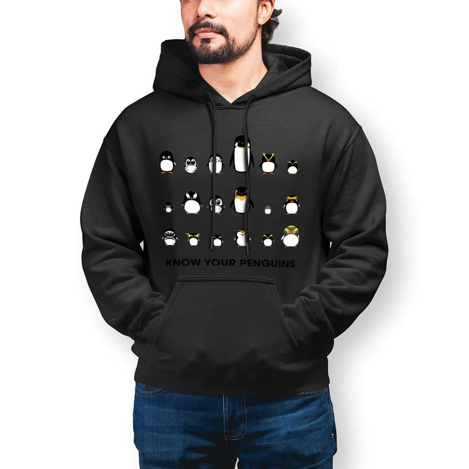 

Penguin Streetwear Hoodies Winter Know Your Penguins Kawaii Pullover Hoodie Male Oversize Street Fashion Cotton Sweatshirts