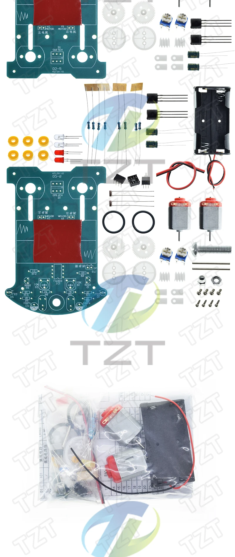 D2-5 DIY-Kit Intelligentes Linienfolge-Auto-Set mit DC-Motor, Elektronik-Bausatz, Smart Car Patrol Automobilteile DIYTZ – Detail 7