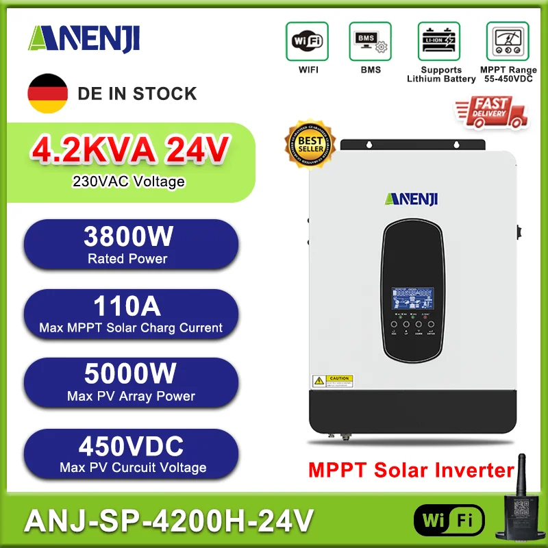 

Гибридный солнечный инвертор, 4200 Вт, 24 В, 220 В