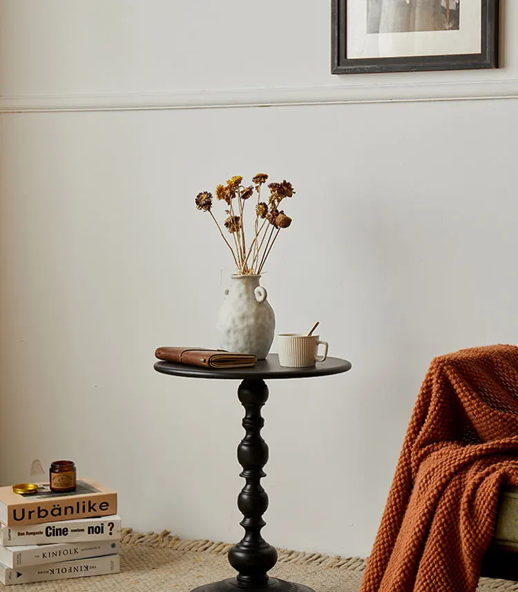Description Picture 4 of itemAmerican Retro Style Wrought Iron Small Round Table Living Room Sofa Side Table Bedroom Coffee Table Corner Table