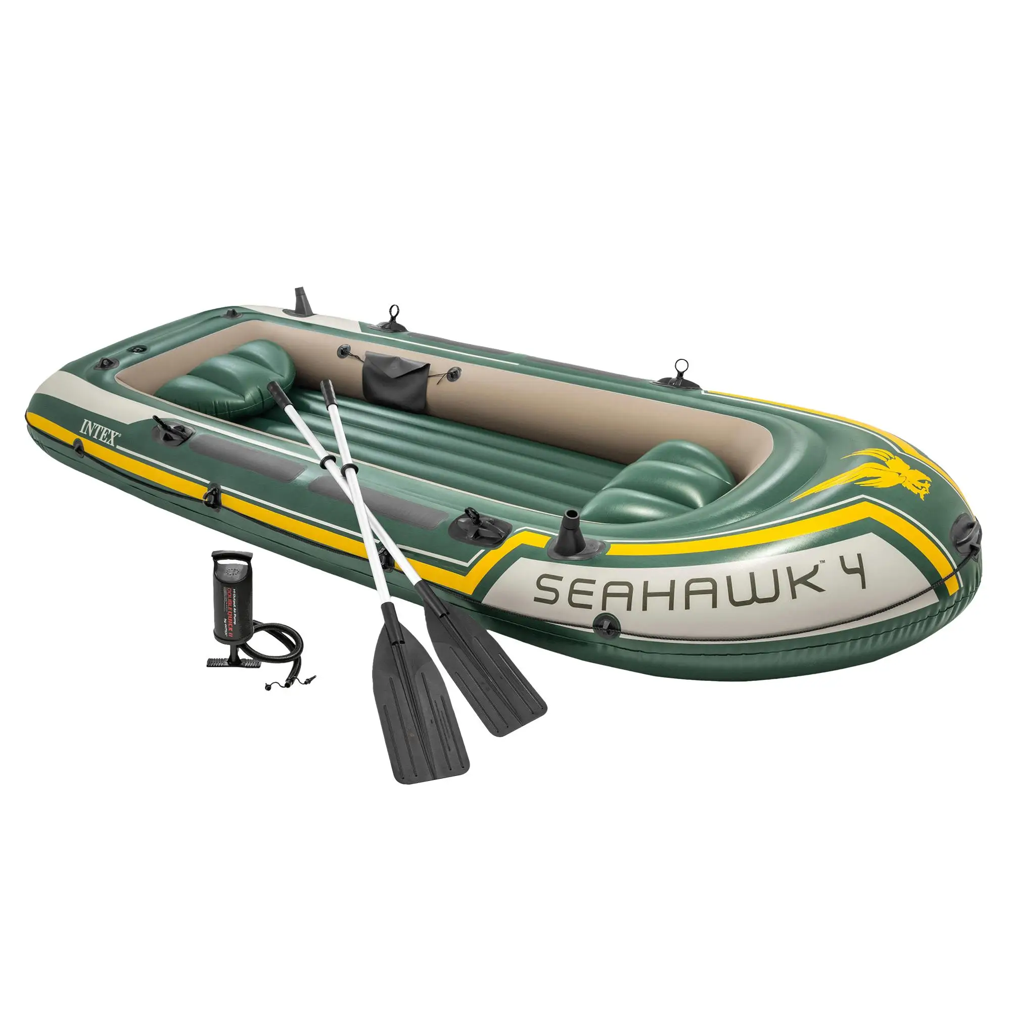 Intex Seahawk 4-Person Inflatable Boat Set with Paddle and Pump