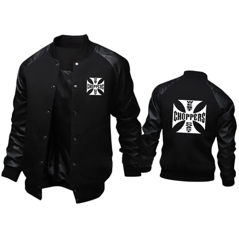 

2022 Fashion casual sports jacket West coast print Fleece leather High Quality Men's Baseball Jacket Windproof coat top