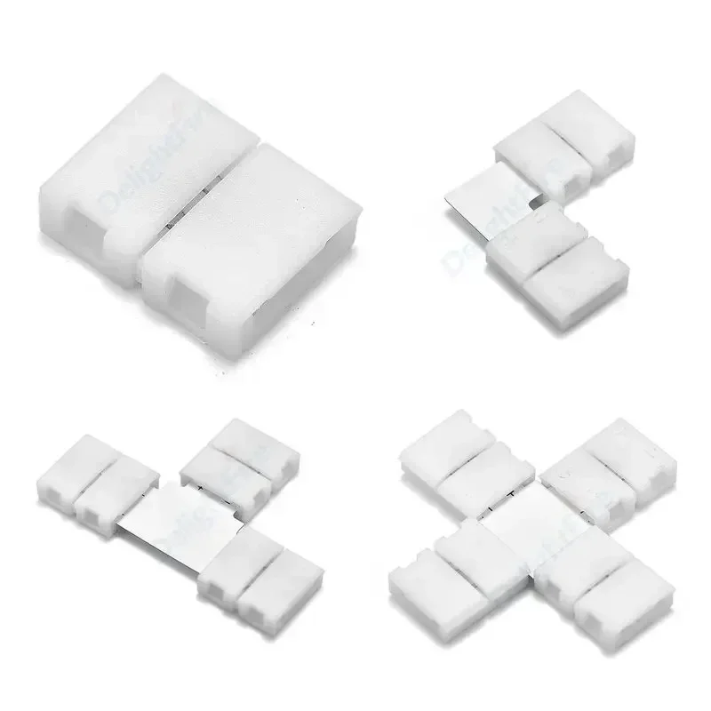 LED Strip Connectors LED Connector Solderless IP20 2/4/5PIN L/T/X Shape Corner For 8/10/12mm 3528 SMD RGB RGBW Strip Light