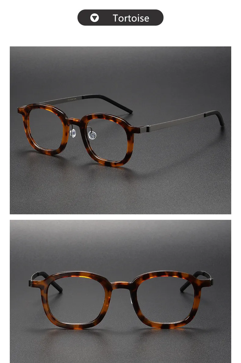 Dänische Marke Quadratische Acetat-Brillenfassung 1050 Herren Damen Titan Ultraleichte Brillen Vintage Grün Transparente Brillengestelle – Detail 20