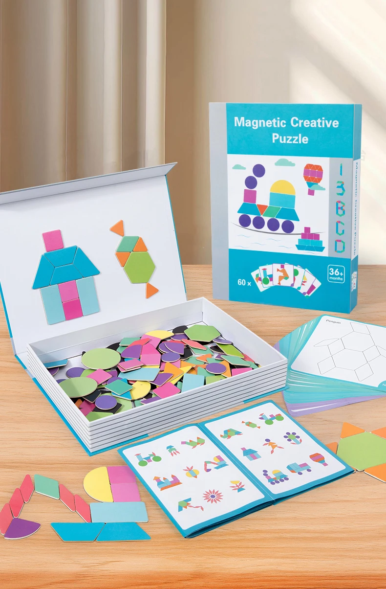 Wooden Tangram Geometric Magnetic Puzzle For Kids – Sensory Kids