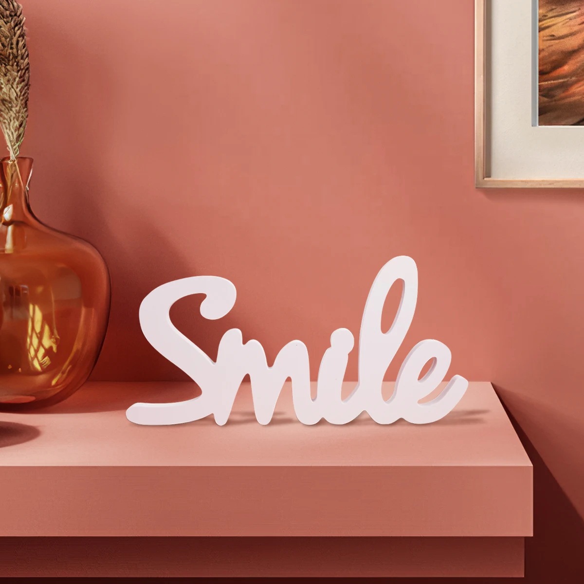 1 Sheaf sheet material SMILE letter decoration, suitable for holidays, anniversaries, wedding table decoration, warm home decora