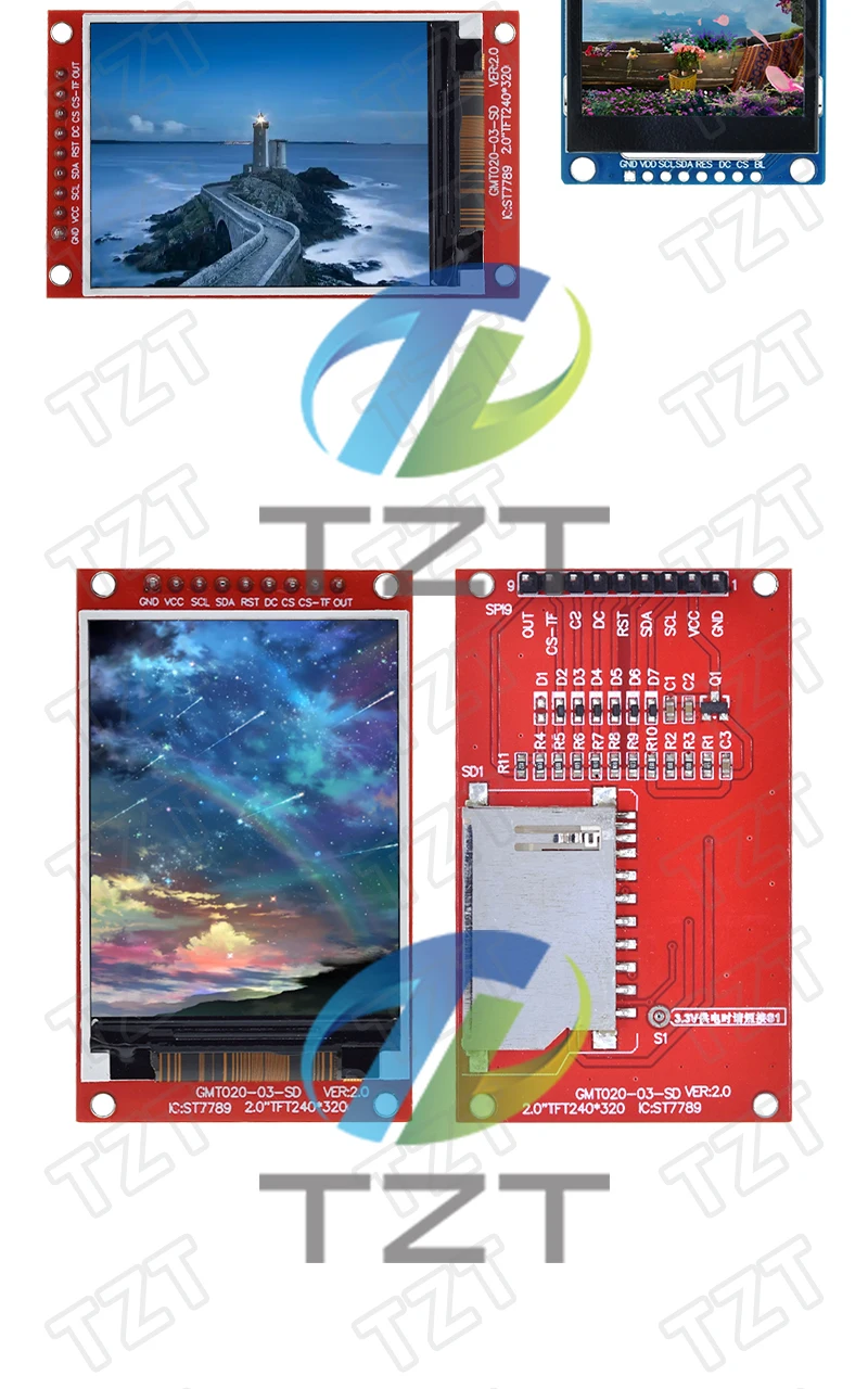 TZT 2,0 Zoll TFT Display OLED LCD Laufwerk IC ST7789V 240RGBx320 Dot-Matrix SPI Schnittstelle für Arduio Vollfarb-LCD-Anzeigemodul – Detail 8