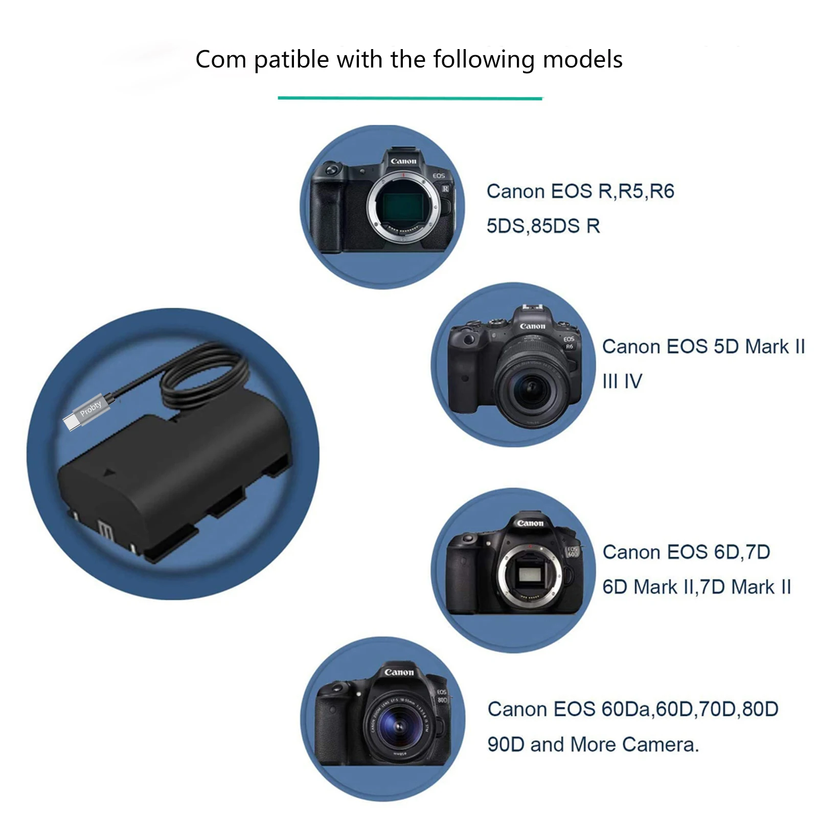 Adaptador de Energia de Bateria tipo c Manequim Canon Eos r5 R5c r6 5ds r 7d 6d 5d3 5d4 90d 80d 70d 60da Câmera Lp-e6 Lp-e6n - Image 6
