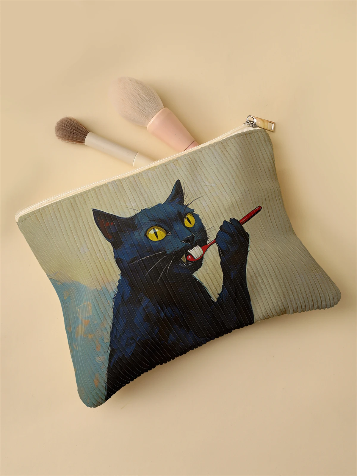 Corduroy Travel Cosmetic Bag Portable Makeup Storage Bag Purses Women Large Capacity Zipper Make Up Organizer Storage Clutch