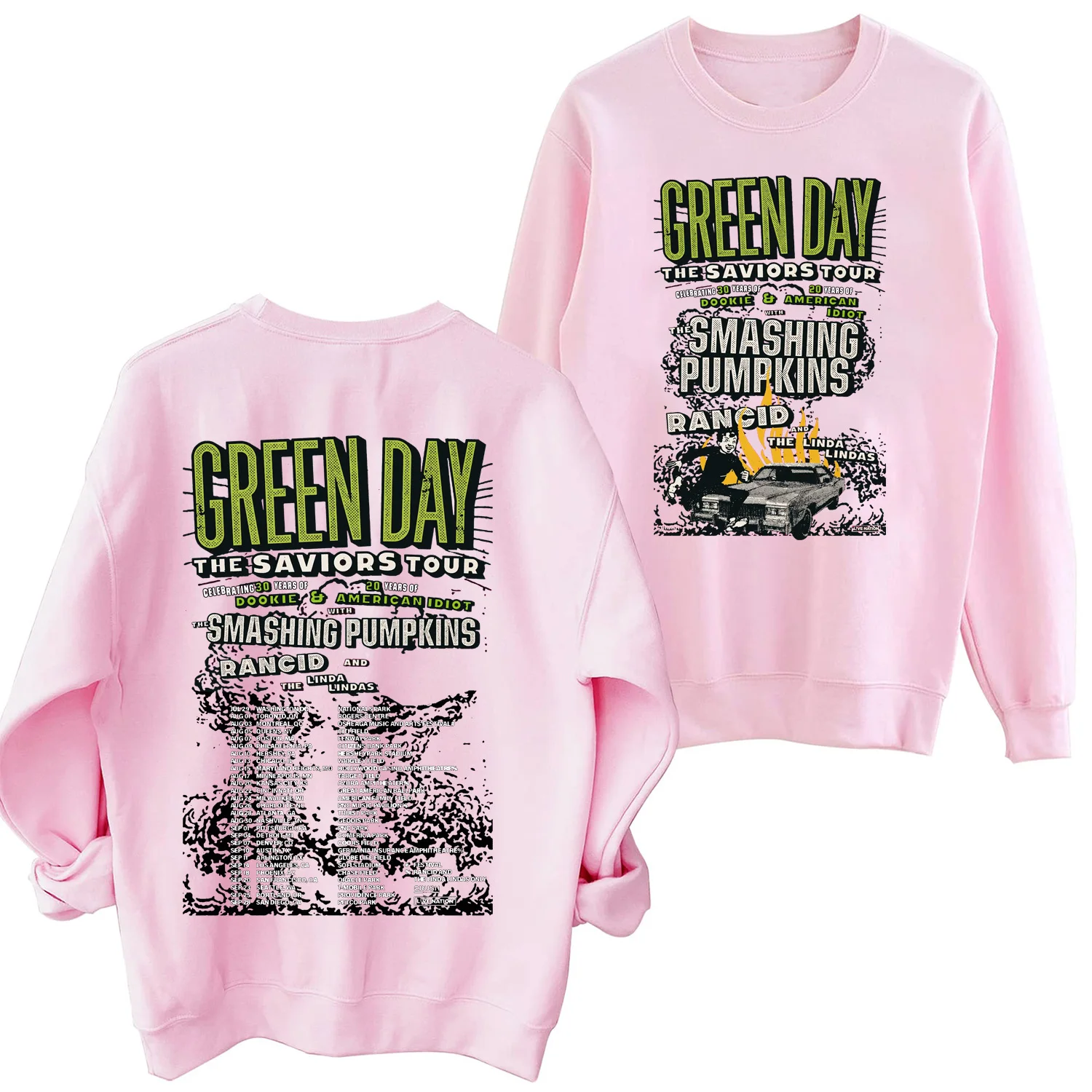 Green Day Saviors 맨투맨 남녀공용 하라주쿠 힙합 라운드 넥 긴 소매 오버사이즈 후드, 팬 선물