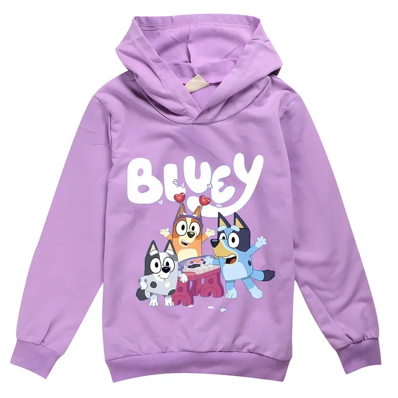 2024 New Bruy Children's Clothing Dog Print Pattern Children's Hoodie Long Sleeved Pullover Boy's Sweater Top Girl's Clothing