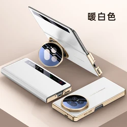 Luxury Leather Gold - Rimmed All - in - One Shockproof Phone Case - HONOR Magic V5 (White)