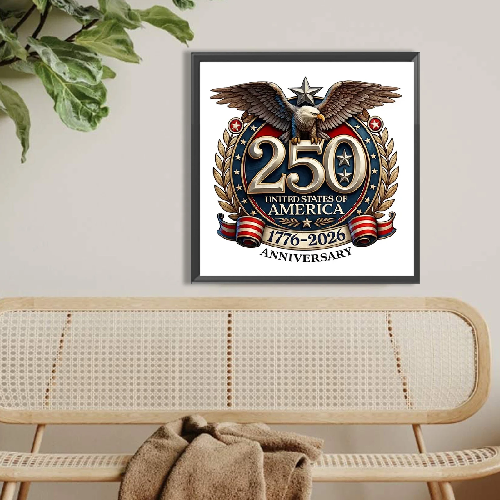 미국 250주년 기념 풀 DIY 5D 라운드 드릴 다이아몬드 아트 키트 (성인/초보자용) 선물 아이디어, 홈 월 데코, 15.75 X 15.75인치