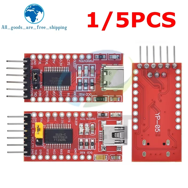 TZT 1/5PCS FT232RL FTDI USB 3,3 V 5,5 V zu TTL Seriell Adapter Modul für Arduino FT232 Pro Mini USB ZU TTL 232