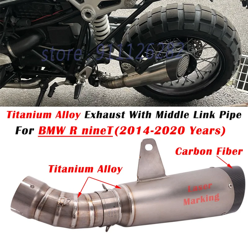 

Slip On For BMW R NINE T RNINET 2014 - 2019 2020 Motorcycle Exhaust Escape Modified Titanium Alloy Muffler With Middle Link Pipe