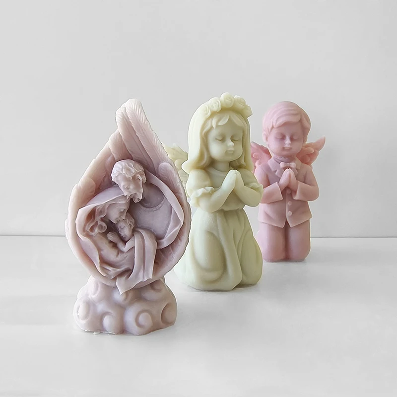 Lot De 3 Moules En Silicone En Forme D'Ange 3D - Pour Résine, Bougies, Savon, Plâtre - Décoration Noël DIY - 2