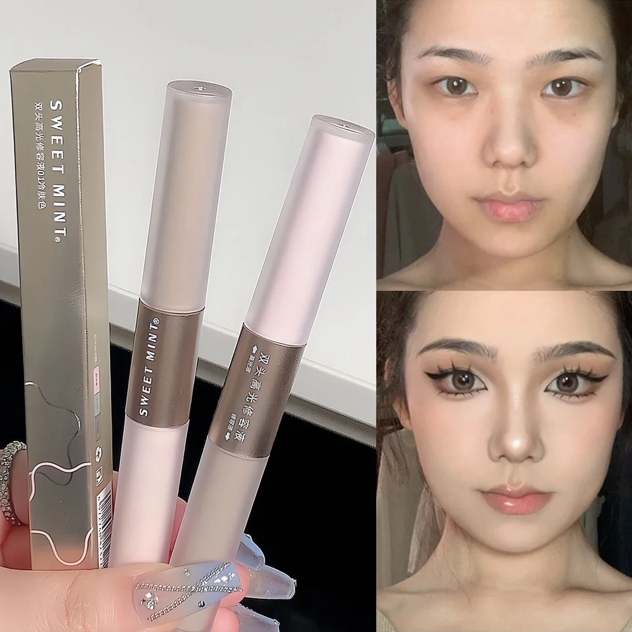 Evidenziatore A Doppia Estremità Contorno Matita Illuminatore Trucco 3D Bronzer Matte Contour Powder Naso Shadow Highgloss Stick Cosmetic