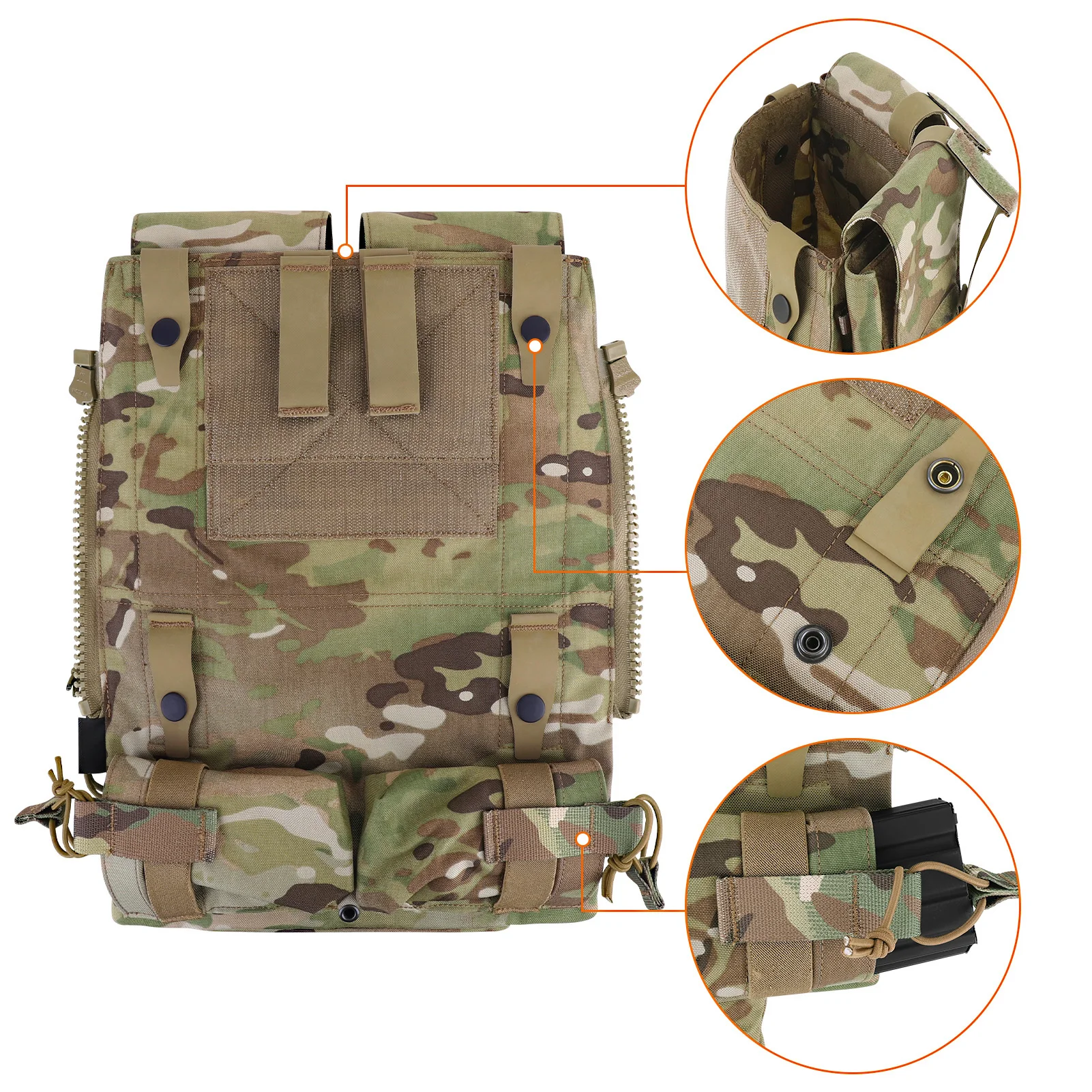 KRYDEX Taktischer Molle-Rückentaschen-Modulbeutel mit Magazintasche für Plattenträger AVS JPC2.0 CPC NCPC Weste – Detail 6
