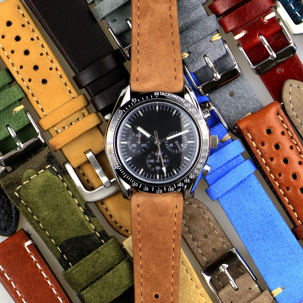 

Genuine Suede Watch Strap Vintage Watchband 18mm 20mm 22mm With Quick Release Watch Band Wristband Accessories