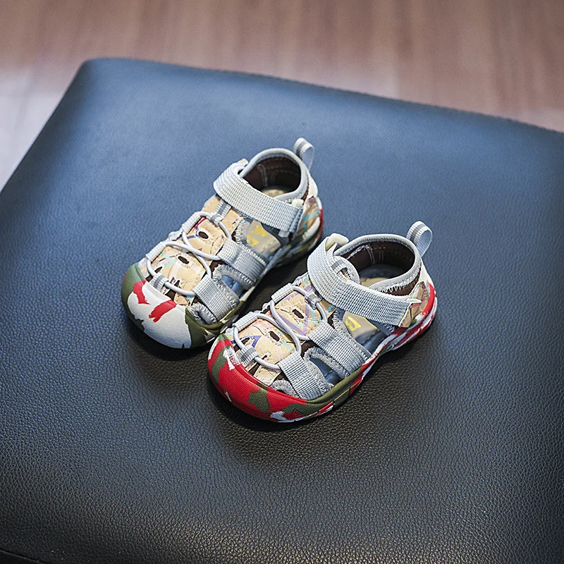 Summer Baby Sandals Boys Breathable Camouflage Sandals Girls Cool Hollow Shoes For Summer Kids Beach