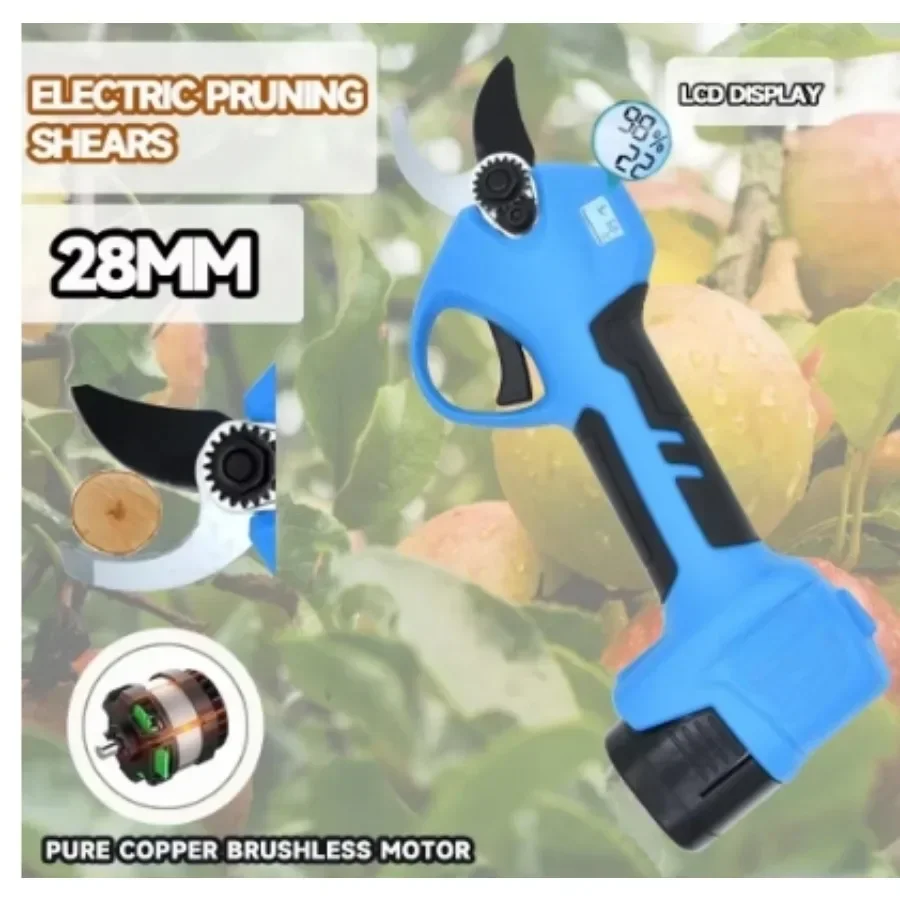 8604 Electric pruning shears battery pruning scissors LCD display Bonsai garden powerful electric cordless for 28mm 4