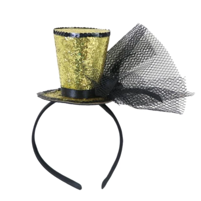 Schleier Zylinder Fascinator Haarreifen Oper Teehut für Mädchen Kinder Vintage Pillbox Teehut Fascinator Halloween – Detail 8