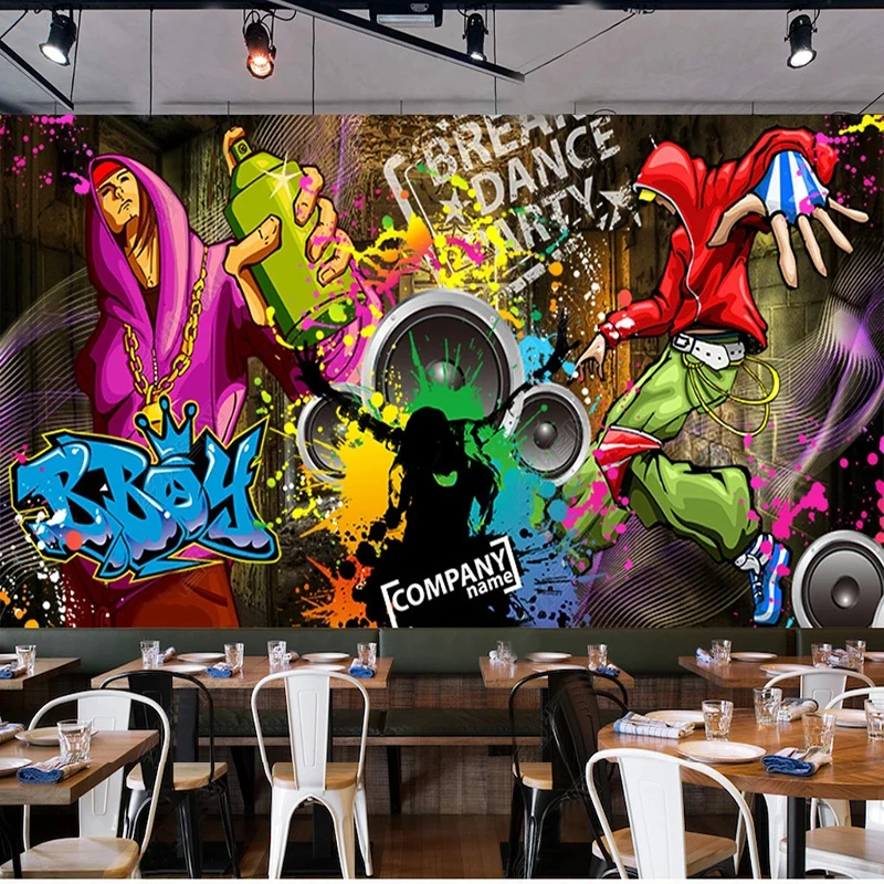 Papel de Parede de Foto Personalizado Grafite Retro Americano Hip Hop Casa Infantil Parede de Fundo Mural Decoração Criativa