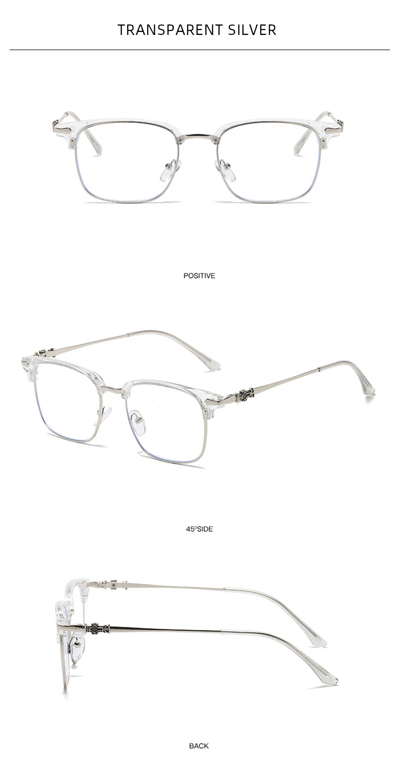 Luxus Halb-felge Anti-blaues Licht Gläser Männer Fashion Square Browline Männlichen Brille Täglichen Gebrauch Computer Telefon Brillen – Detail 10