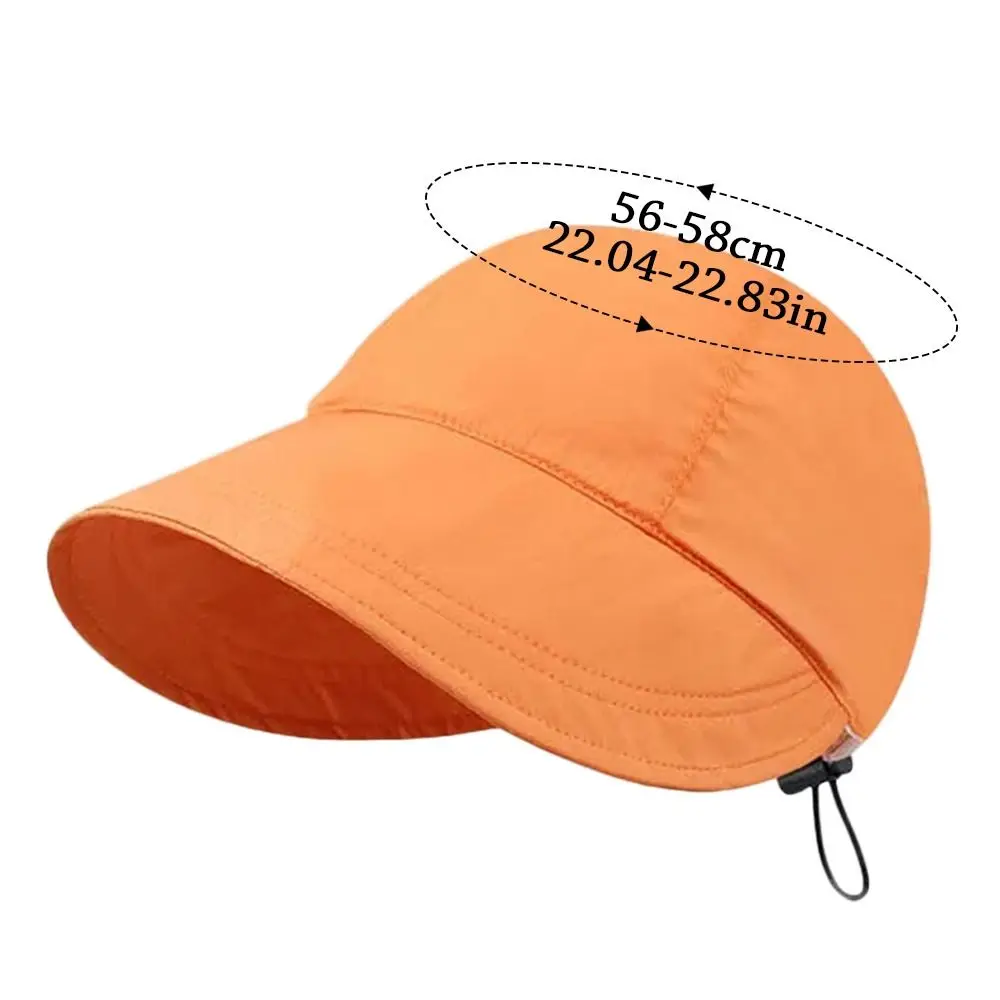 여름용 넓은 챙 햇빛 가리개 모자 포니테일 접이식 버킷햇 조절 가능한 끈 속건성 바이저 남녀공용