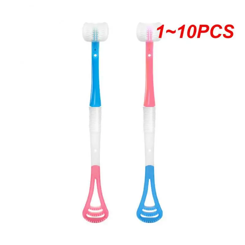 

1-10 шт., многофункциональная трехсторонняя зубная щётка для детей 2-6-12 лет