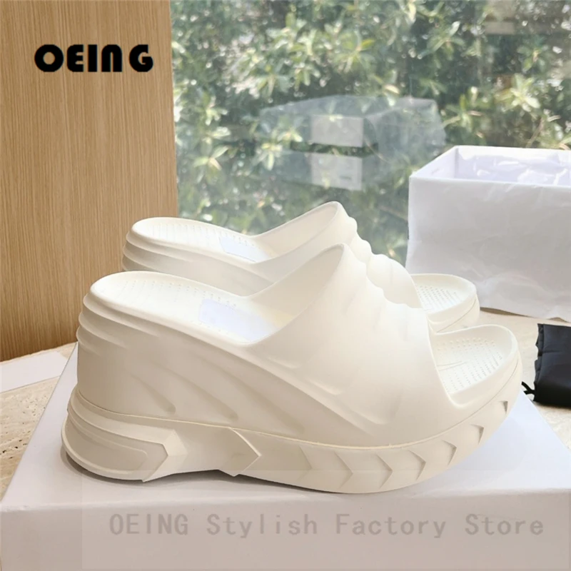 

Summer Women Wedge Heels Mules Sexy Peep Toe Lightweight Increasing Heel Slippers Ladies Casual Outdoors Beach Rubber Shoes 40