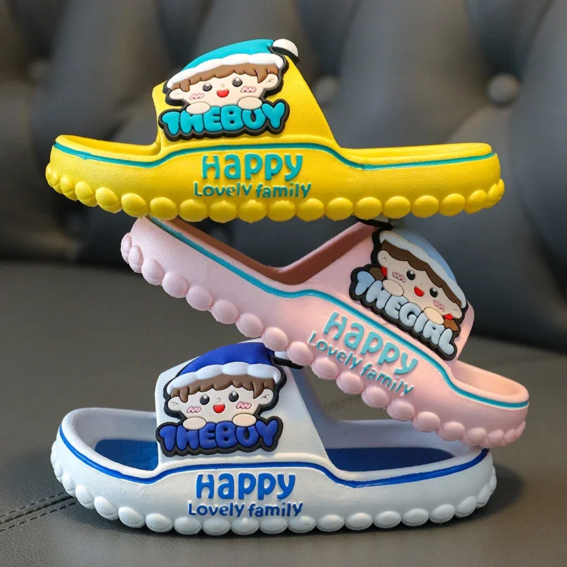 

Aged 2-12 Children Summer Slippers Cute Cartoon Beach Sandal For Boys Girls Non-slip Flip Flops Bathroom Indoor Home Kids Shoes