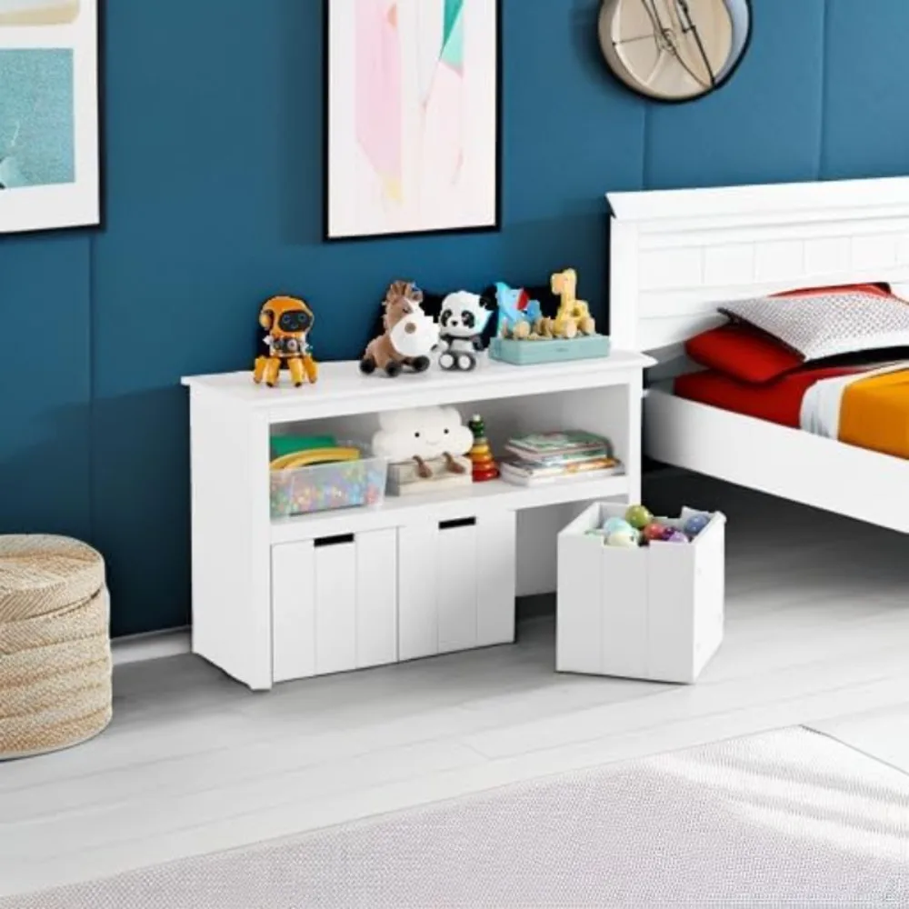 Toy Storage Cabinet with Movable Drawers, Floor Storage Organizer with Hidden Wheel & Large Open Bookhelf, Organizer Chest 5