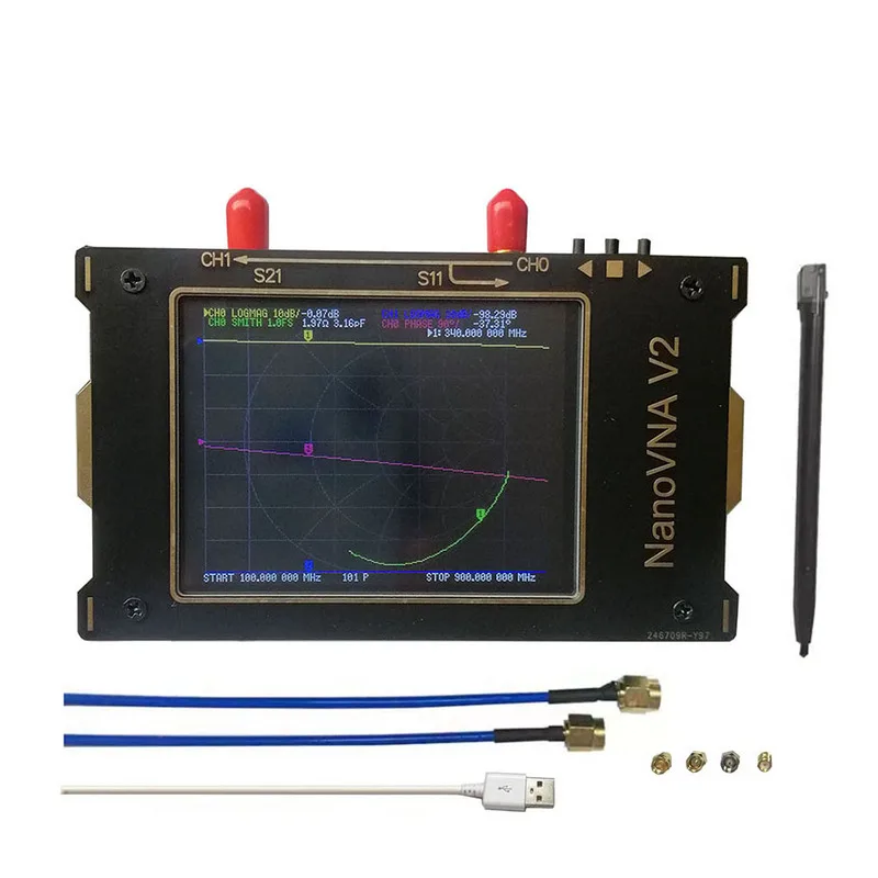 

Векторный анализатор сети NanoVNA V2, 3,2 дюйма, 50 кГц ~ 3 ГГц, коэффициент постоянной волны