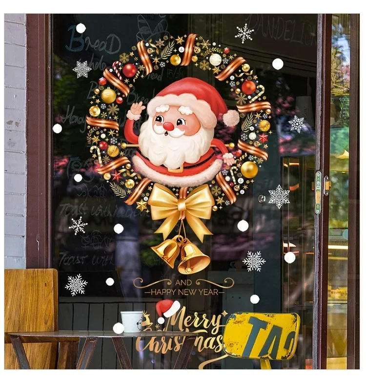 Fensteraufkleber mit Weihnachtsmann-Schneeflocke, statisch haftende Glasaufkleber für Schaufenster, Zuhause, Party, Dekoration, wiederverwendbar, Urlaubsdekoration – Detail 4