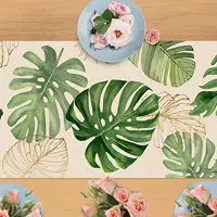 Summer Palm Leaves Tropical Greenery Linen Table Runners Spring Seasonal Home Kitchen Dining Table Decor Outdoor Party Decor 5