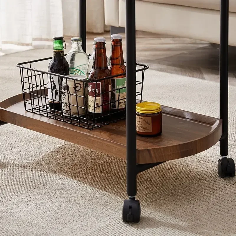 Hotel Delivery Cart, Double-Layer Wooden Beverage Cart, Tea and Snack Cake Trolley Mobile Serving Cart for Food Drinks