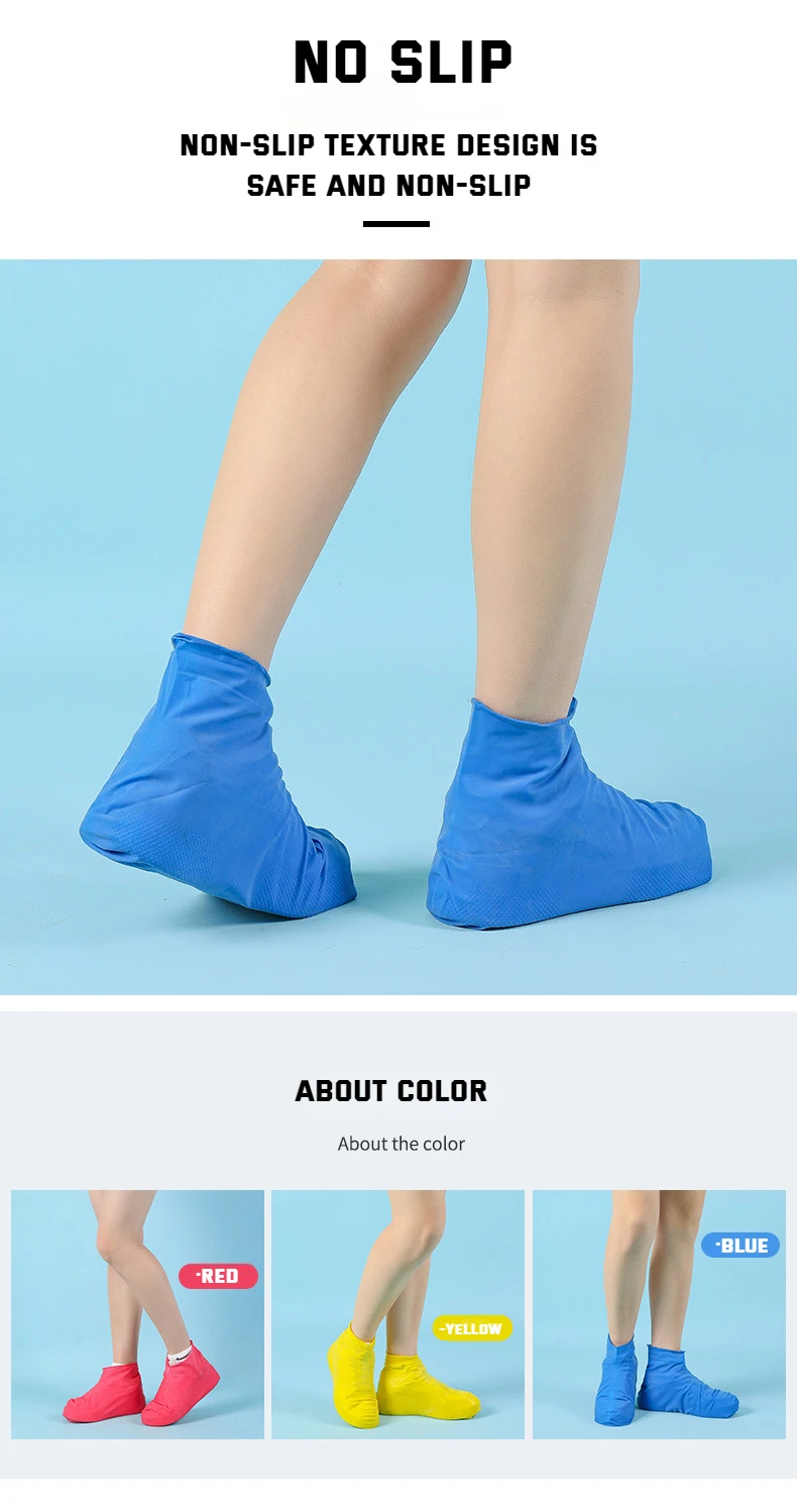 Neue Verdickte Elastische Latex-Schuhüberzüge Wasserdichte Schuhüberzüge Outdoor-Regenstiefel PVC-Silikon Rutschfeste Dicke Regenschuhüberzüge – Detail 5