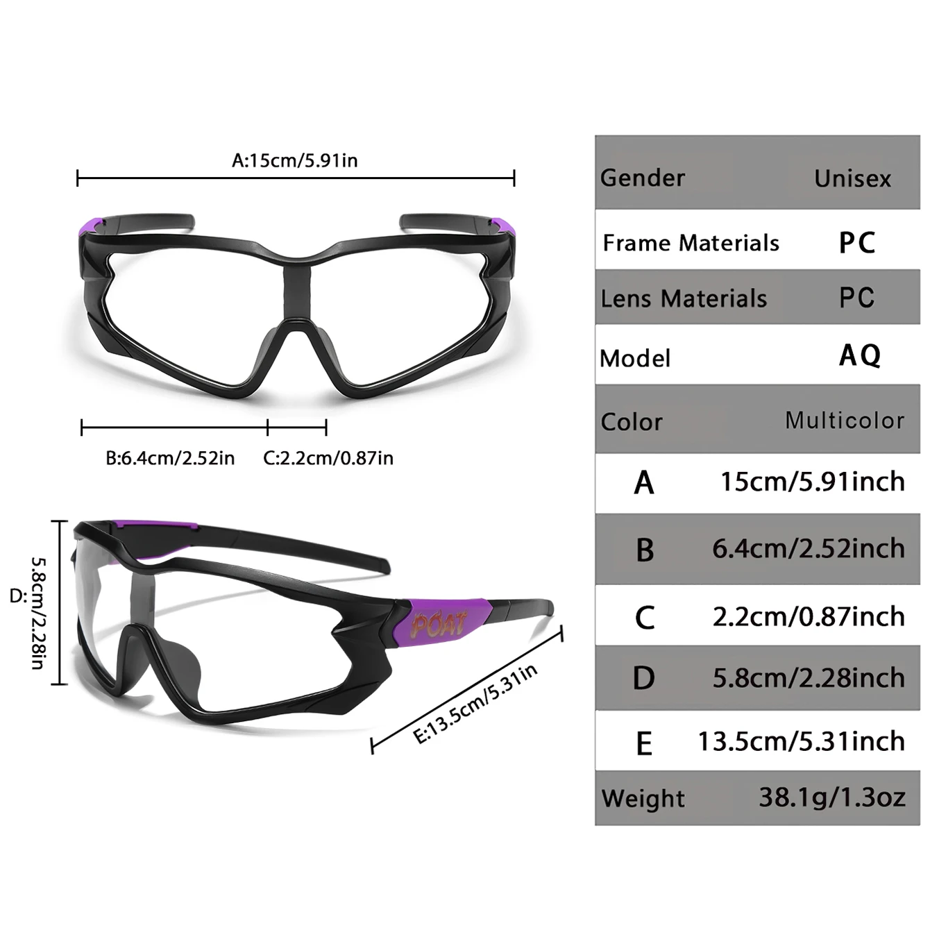 POAT Photochromic Sunglasses Cycling Fishing Running