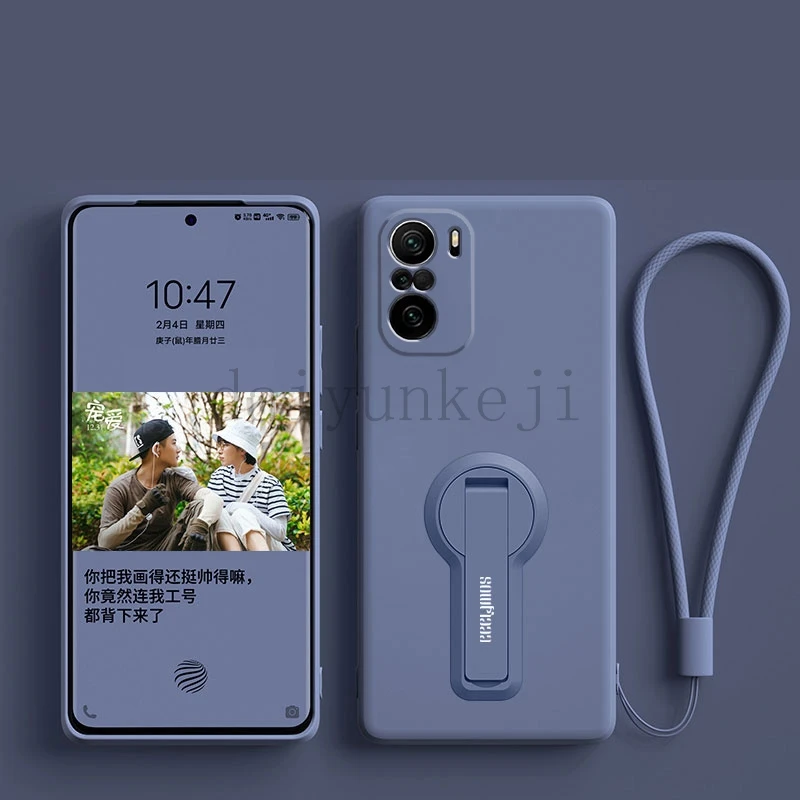 Premium Silicone Phone Case with Holder & Lanyard - Protective Back Cover