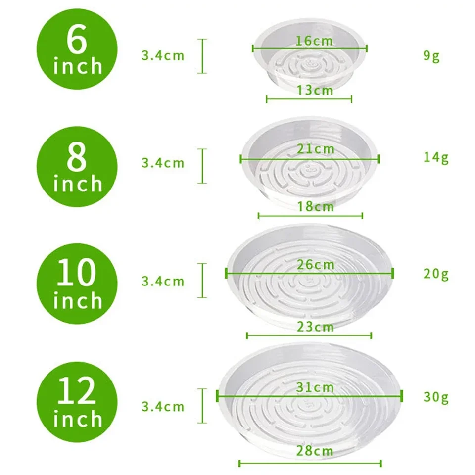 10 Soucoupes Transparentes Pour Pots De Fleurs 6 Pouces - Récupérateur D'Eau Pour Plantes D'Intérieur & Extérieur - 7