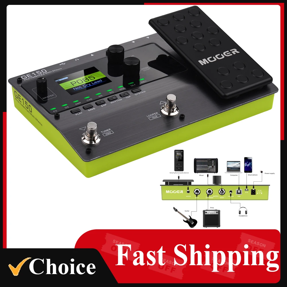 MOOER GE150 アンプモデリング & マルチエフェクト MOOER GE150 Amp Modelling & Multi Effects Pedal - Ploutone